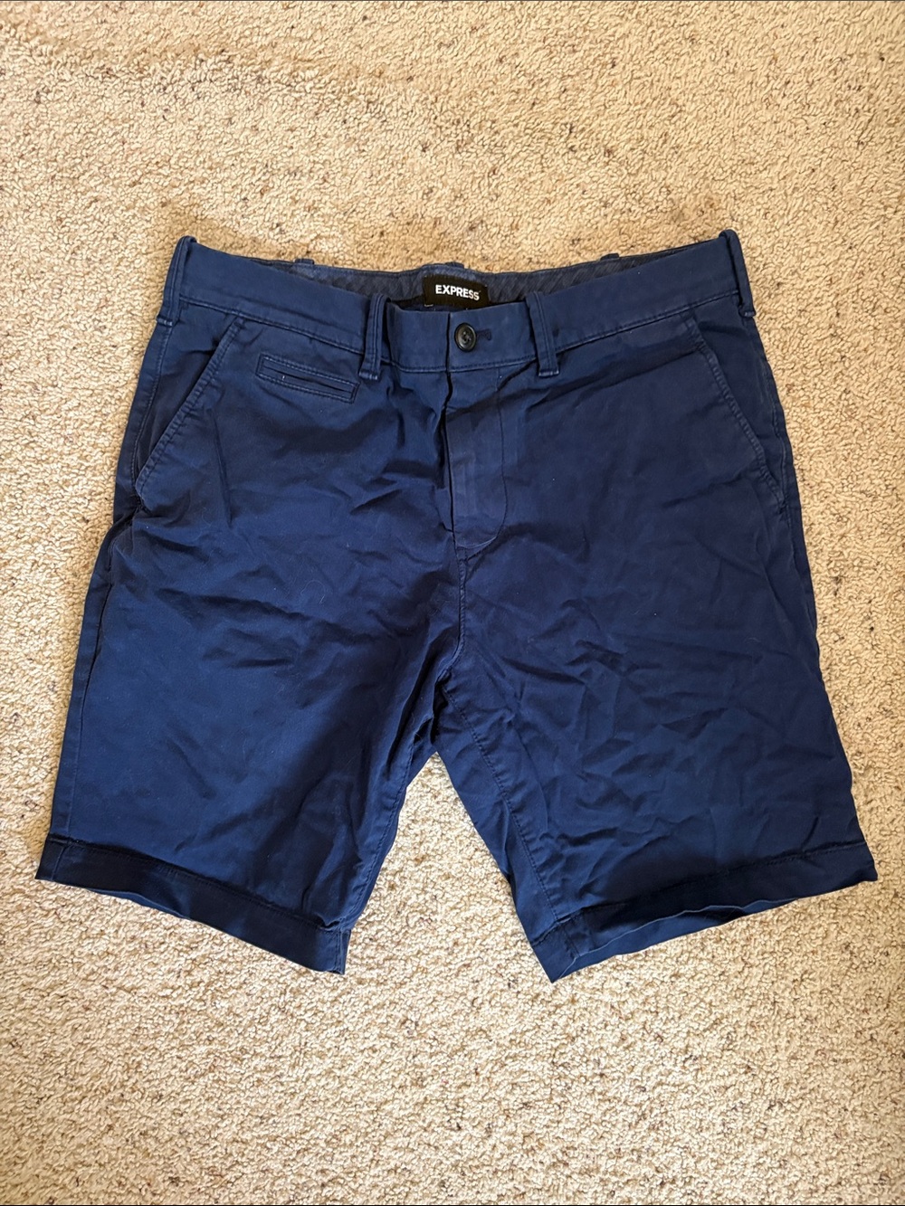 Express Men's Navy Flat Front Chino Shorts